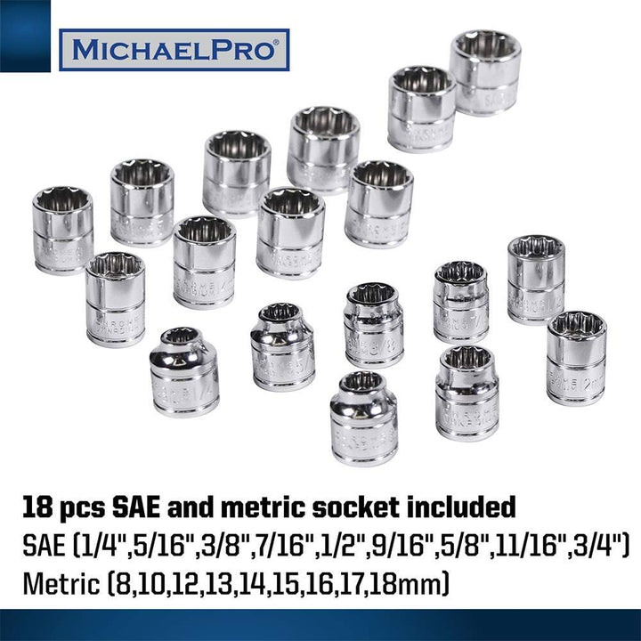 Michael Pro 20 Stück 0,95 cm Dr. Ratschen-Set mit flexiblem Schloss
