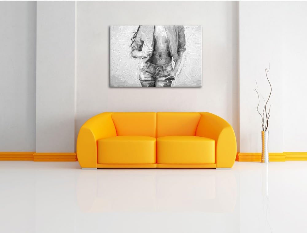 Sexy Woman Pinsel Effekt, Format: 100x70 auf Leinwand, XXL riesige Bilder fertig gerahmt mit Keilrah