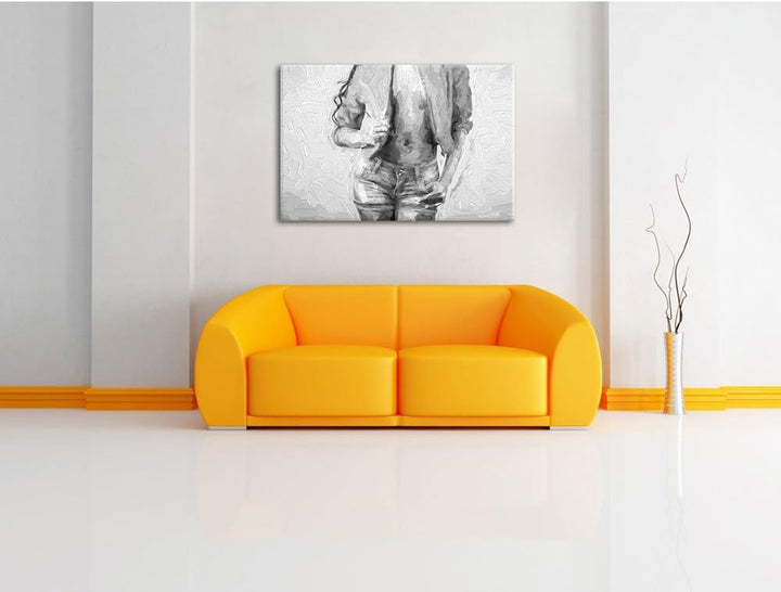 Sexy Woman Pinsel Effekt, Format: 100x70 auf Leinwand, XXL riesige Bilder fertig gerahmt mit Keilrah