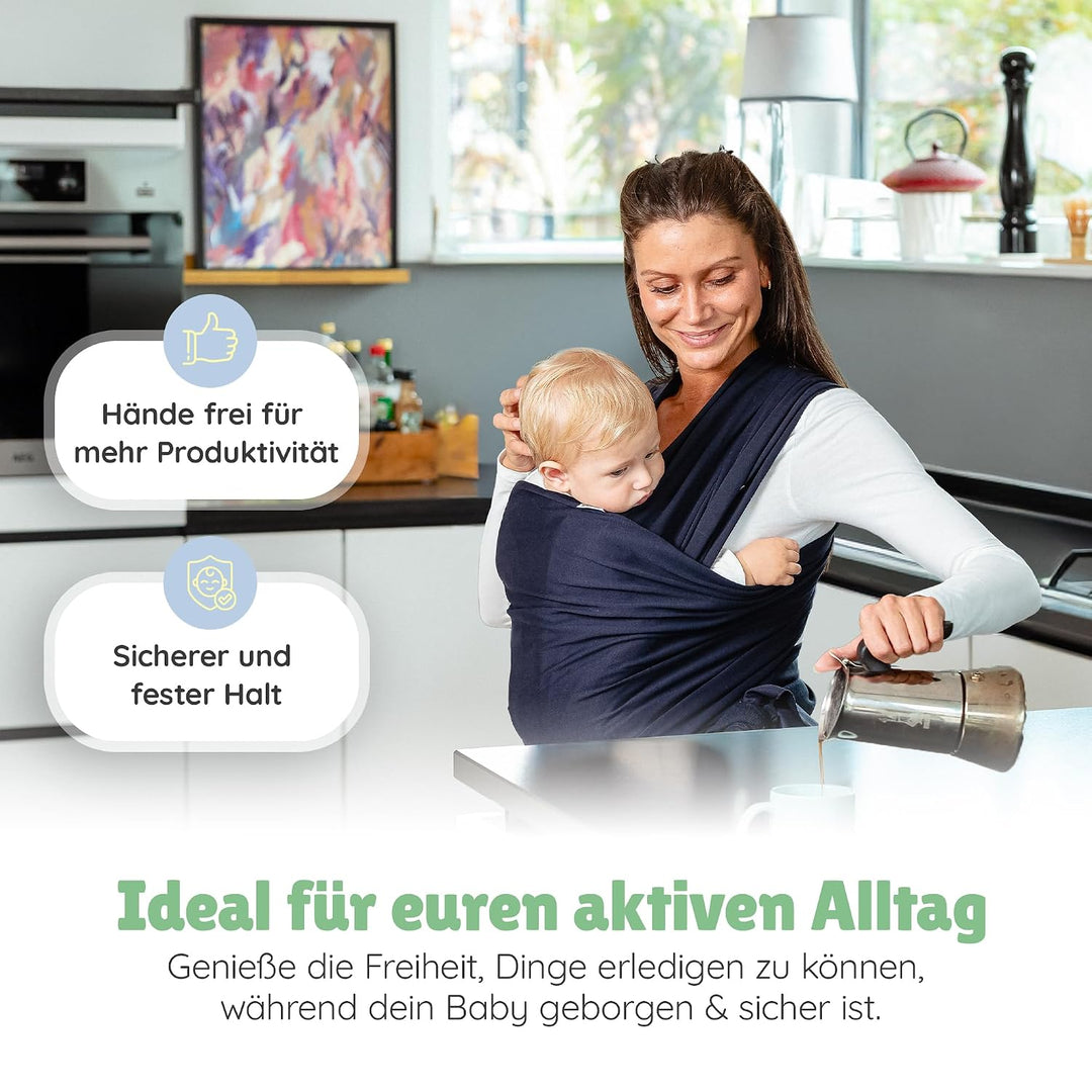 Tragetuch Neugeborene - Elastisches Baby Trage-Tuch ab Geburt, Atmungsaktive & ergonomische Koala-Ba