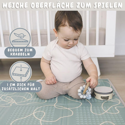 Bubba Bear Babymatte Kindermatte Baby Spielmatte 180x200x1cm, Wendefähige und ungiftige Dicke Faltba