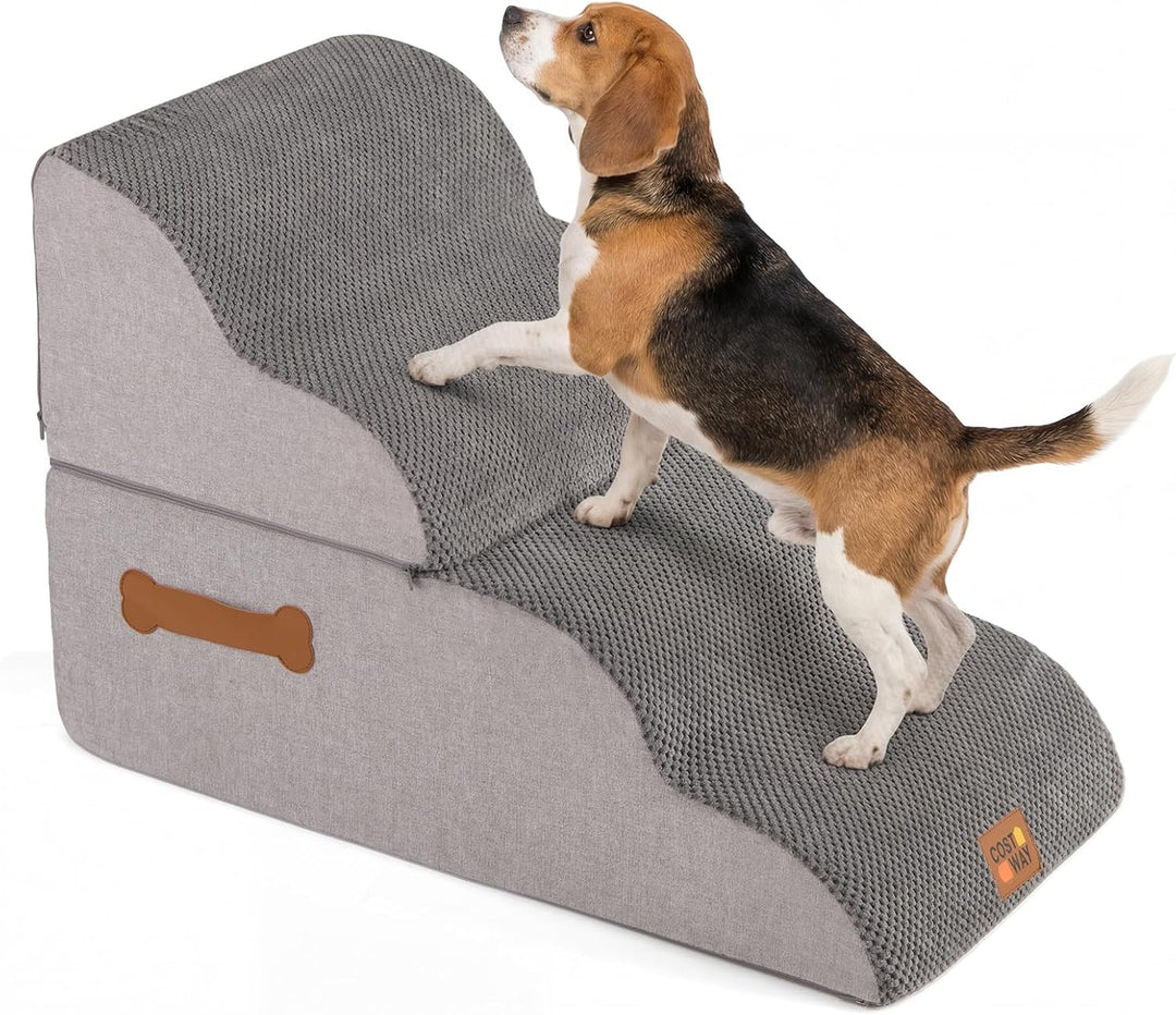 COSTWAY Hundetreppe 4/5 Stufen, Haustiertreppe für Kleine Hunde &amp; Katzen, 50 cm hoch Treppe aus Hoch