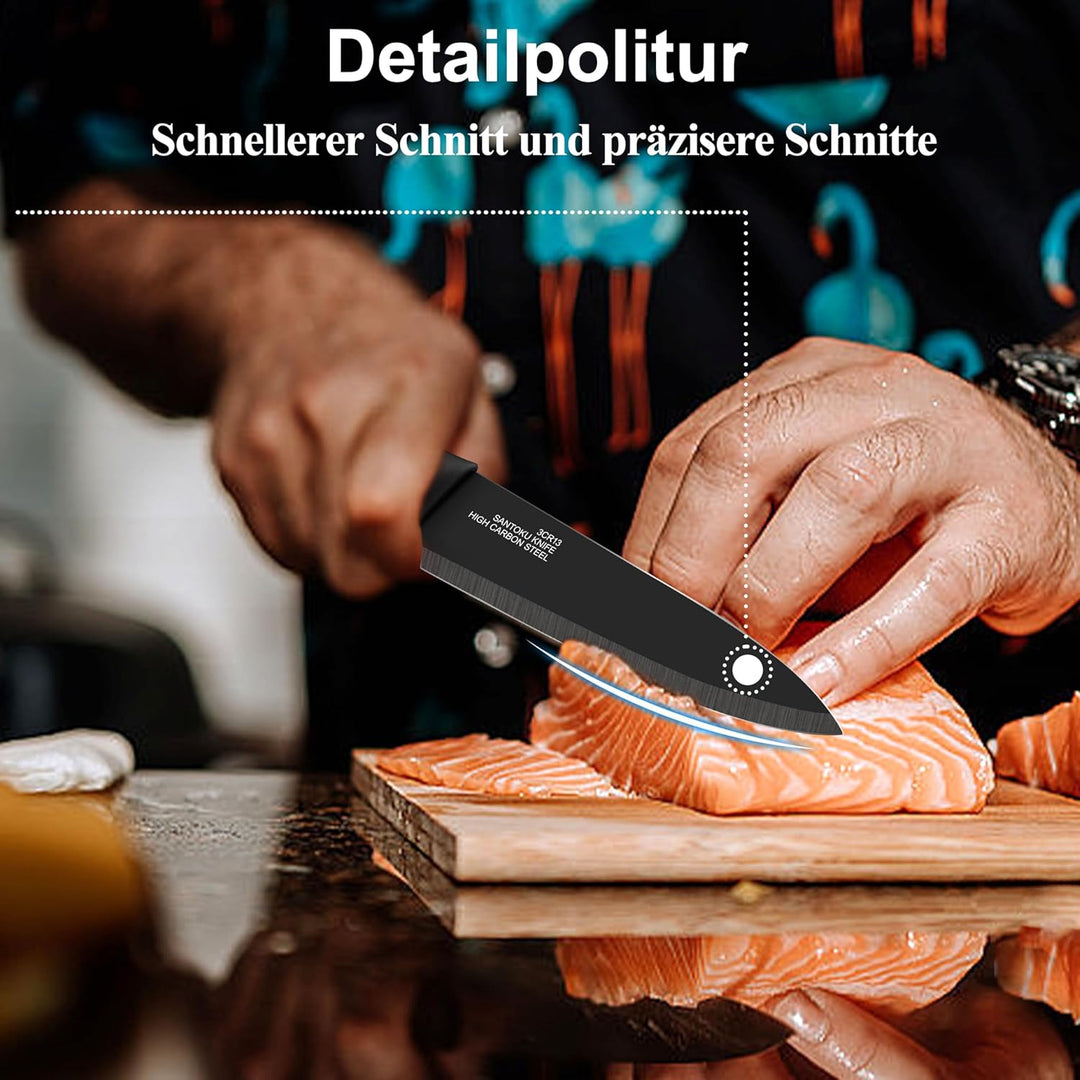 Homikit Küchenmesser Set, Edelstahl 6-tlg Messer Set mit Schutzhülle, Scharfes Messerset mit Kochmes
