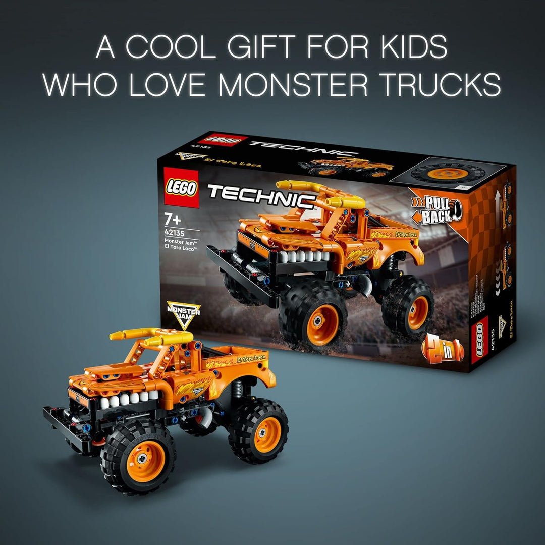 LEGO Technic Monster Jam El Toro Loco 42135 Model Building Kit; A 2-in-1 Pull-Back Toy for Kids Who