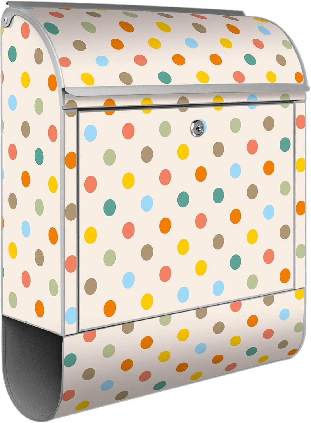 banjado® Design Briefkasten mit Motiv Bunte Punkte 39x47x14cm &amp; 2 Schlüssel - Briefkasten Stahl Silb