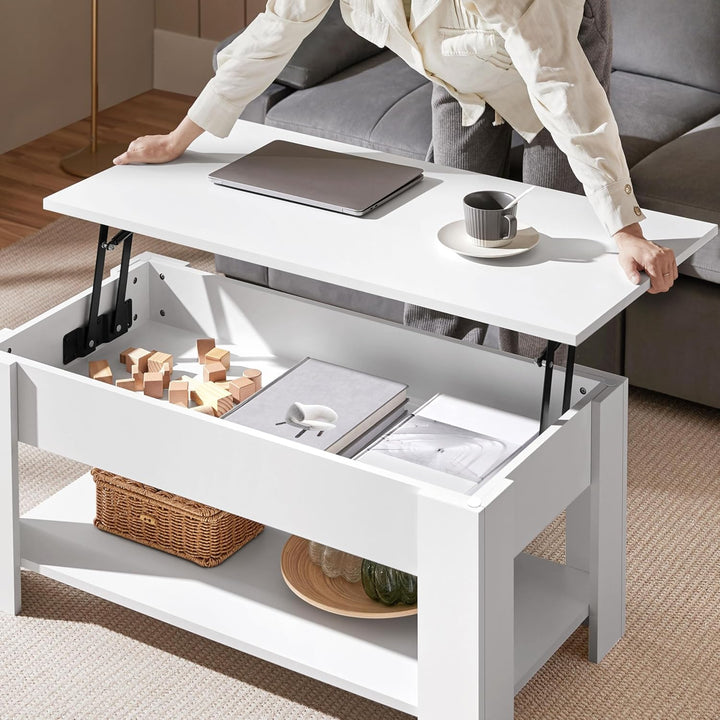 Yaheetech Couchtisch mit Höhenverstellbarer Platte Kaffeetisch ausziehbarer Wohnzimmertisch Sofatisc
