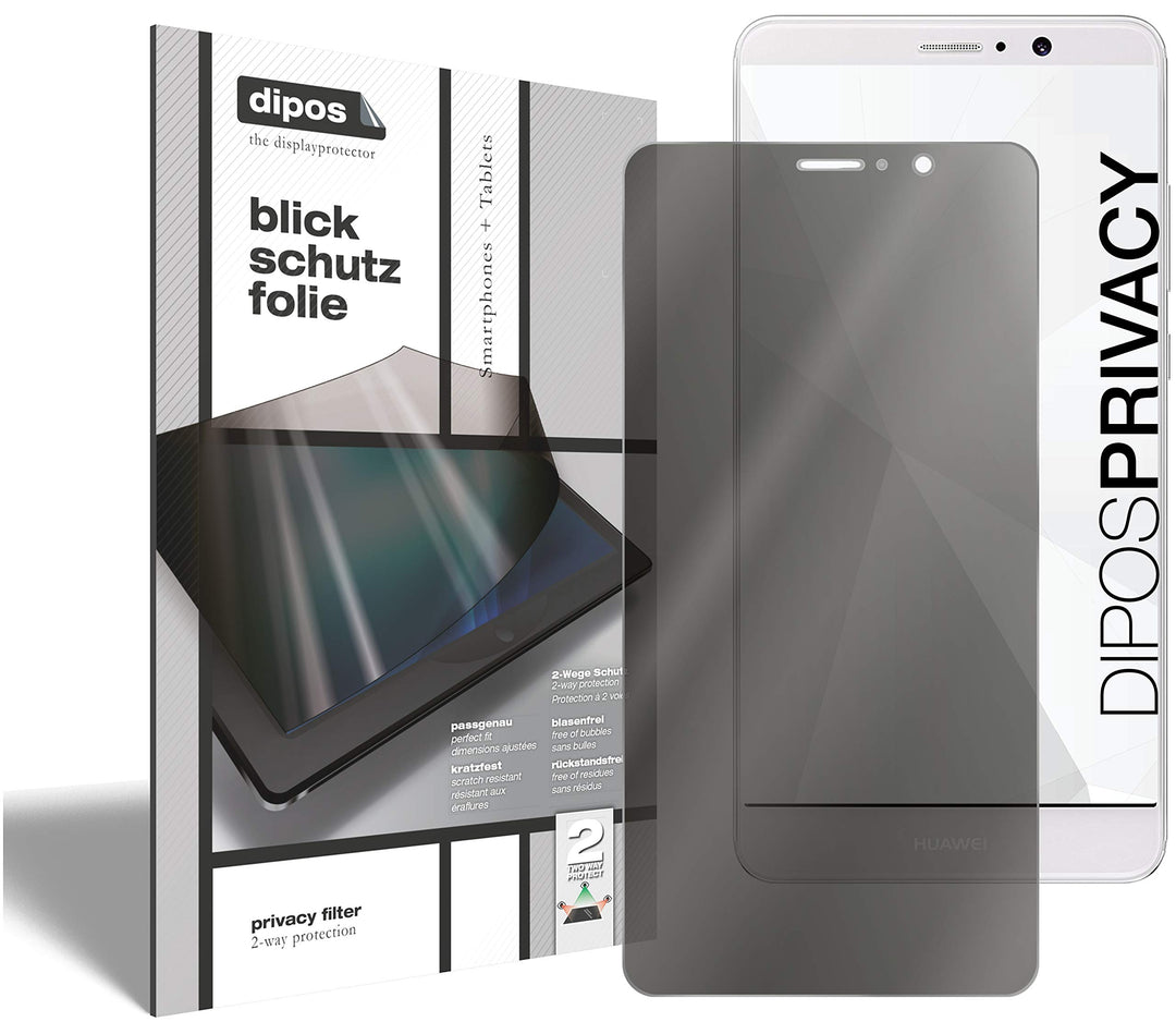 dipos I 2-Wege Blickschutzfolie kompatibel mit Huawei Mate 9 (Im Hochformat) 2 Stück I Sichtschutz-F