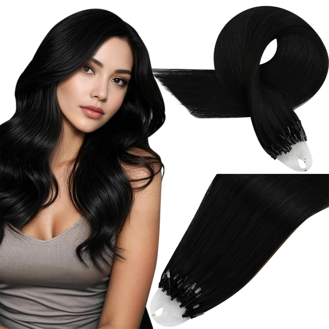 Easyouth Microring Extensions Schwarz Micro Ring Extensions Echthaar Remy Microring Haarverlangerung
