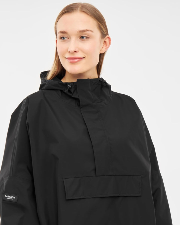 LARKSON Regenponcho Damen Herren – Lykke Einheitsgrösse Schwarz, Einheitsgrösse Schwarz