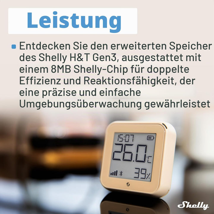 Shelly H&amp;T Gen 3 Mocha | 2er Pack |Wi-Fi und Bluetooth Temperatur&amp;Luftfeuchtigkeitssensor | Hausauto
