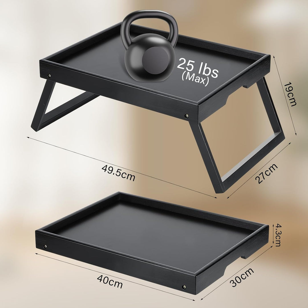 Bett Tisch Tablett Klappbar, Holz Frühstückstablett mit Klappbeinen, Serviertisch, Ideal für Lesen u