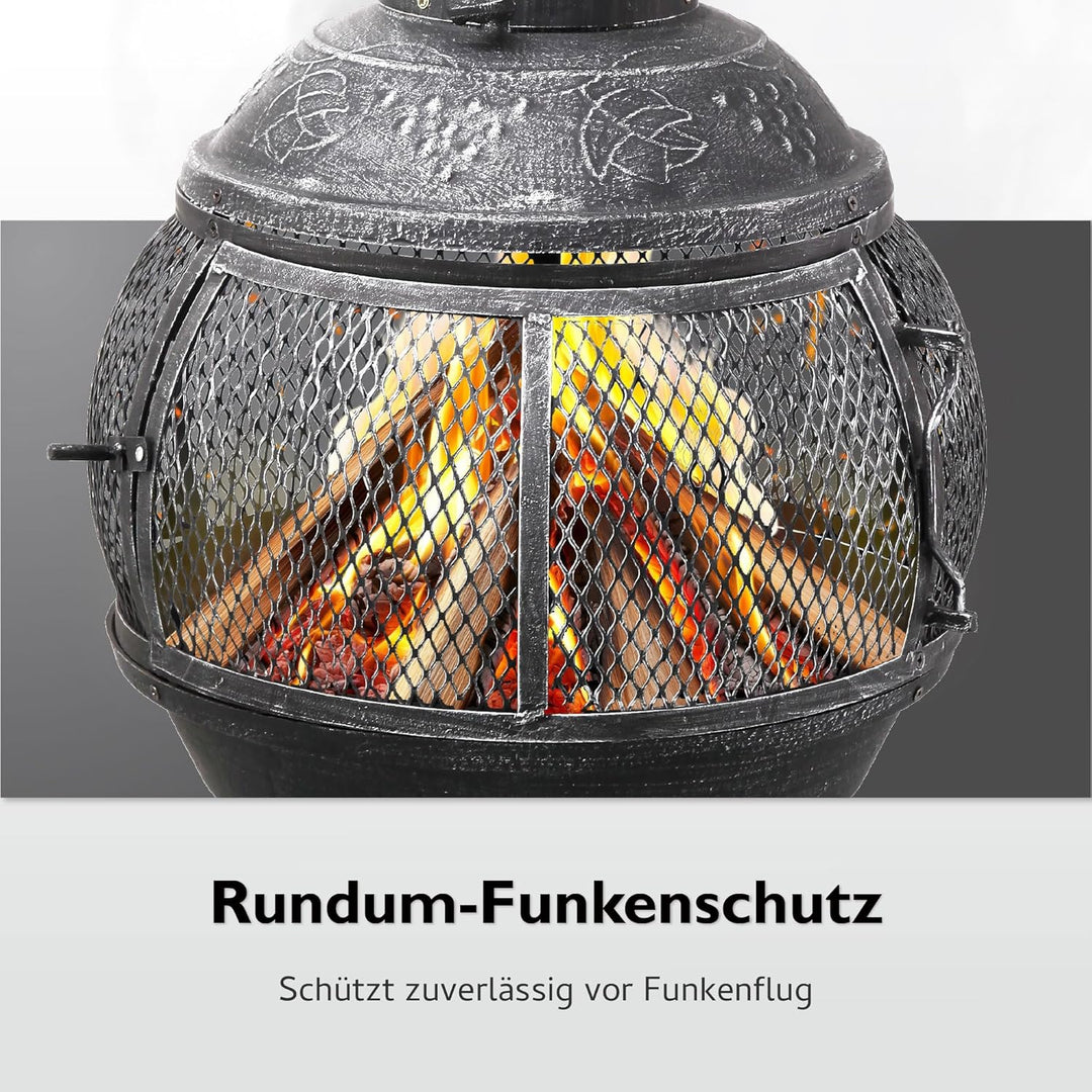 tepro Jacksonville Guss-Feuerstelle – Gartenkamin im spanisch-mediterranen Stil, Ø52cm, 140cm Höhe,
