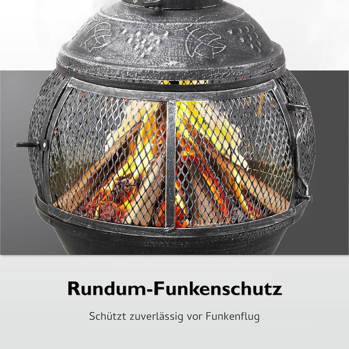 tepro Jacksonville Guss-Feuerstelle – Gartenkamin im spanisch-mediterranen Stil, Ø52cm, 140cm Höhe,
