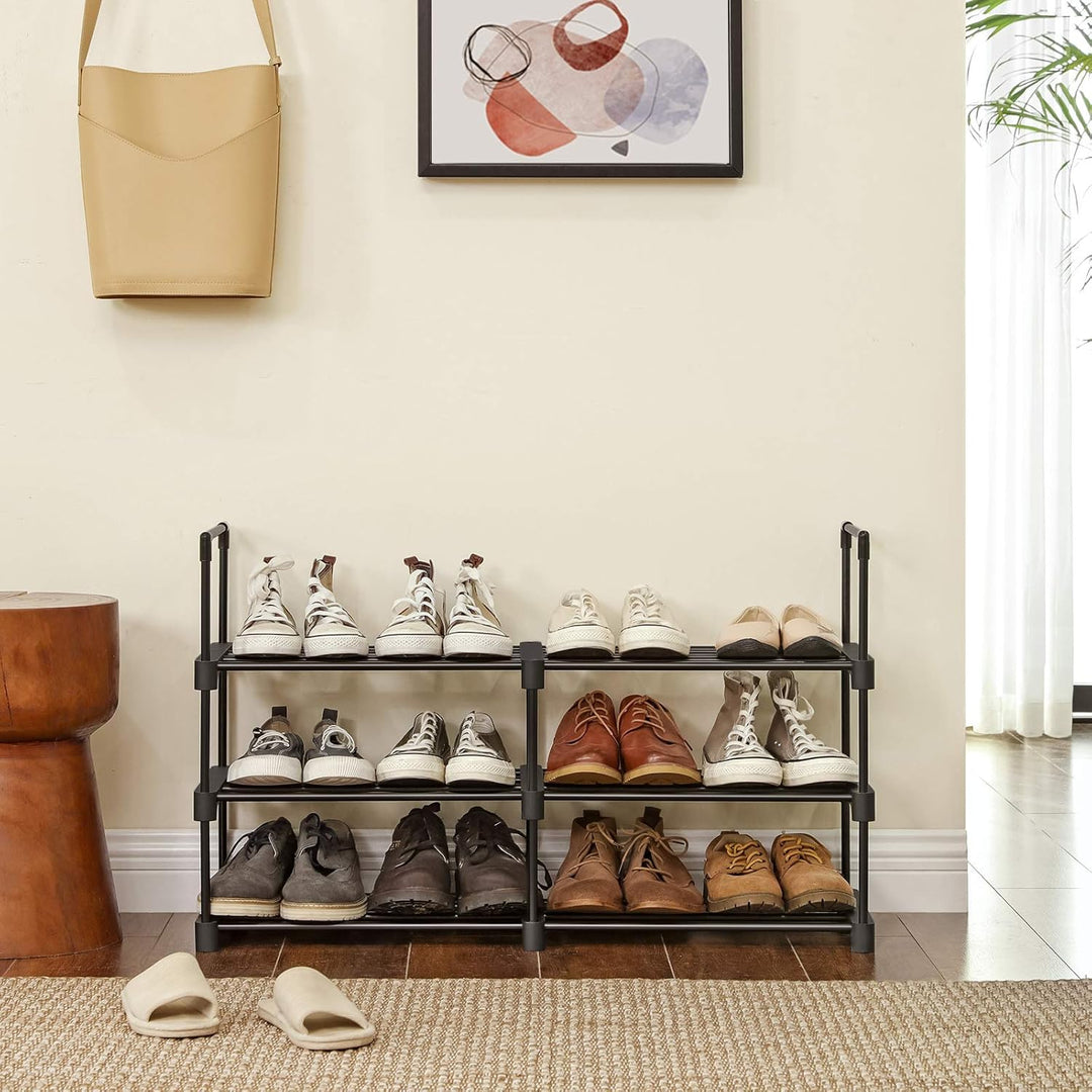 SONGMICS Schuhregal mit 6 Ebenen, offener Schuhschrank hoch, Schuhständer schmal, Schuhaufbewahrung,