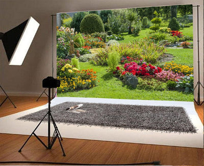 Renaiss 1.8x1.2m Frühling Garten Fotografie Hintergrund Blumenwiese Park Natur Landschaft Hintergrun