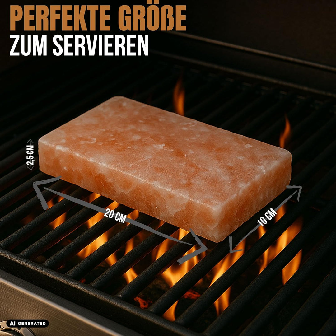 Salzstein Grill 2er Set mit Geschenkverpackung - BBQ Grillstein aus Gebirgssalz für intensiven Gesch