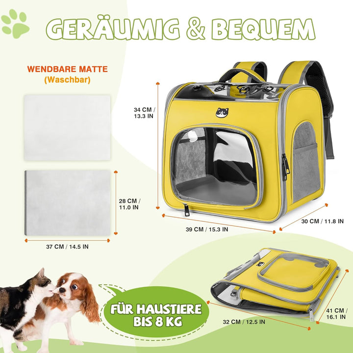 ALLSOPETS Katzenrucksack Faltbar Haustierrucksack mit Frontöffnung und Atmungsaktives Netzfenster Hu