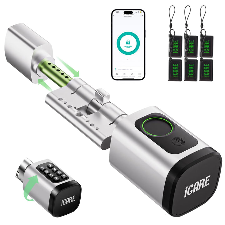 Türschloss Fingerabdruck Smart Lock, Schliesszylinder 60-90mm(30/30,45/45), Elektronisches Fingerabd