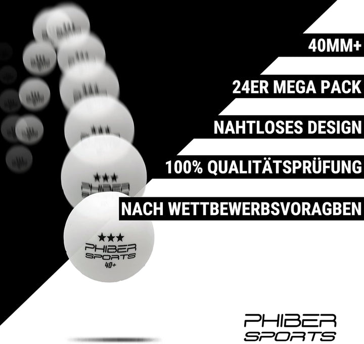 PHIBER-SPORTS Tischtennis Set mit 4 Tischtennisschläger + 8 Tischtennisbälle + Praktische Tragetasch