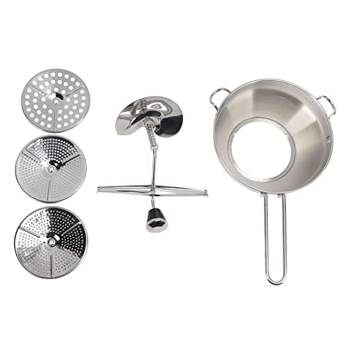 Passiergerät 20 cm Food Mill mit 3 austauschbaren Lochscheiben Passiermühle aus Edelstahl für Tomate