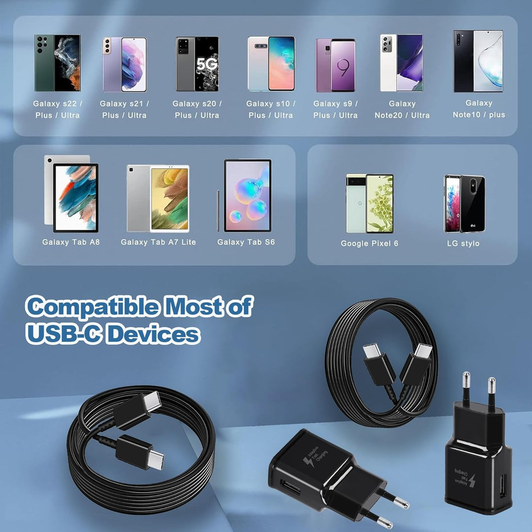2er Pack USB Ladegerät mit Schnellladekabel Original für Samsung Galaxy A16 A15 A14 A13 A04S A71 A56