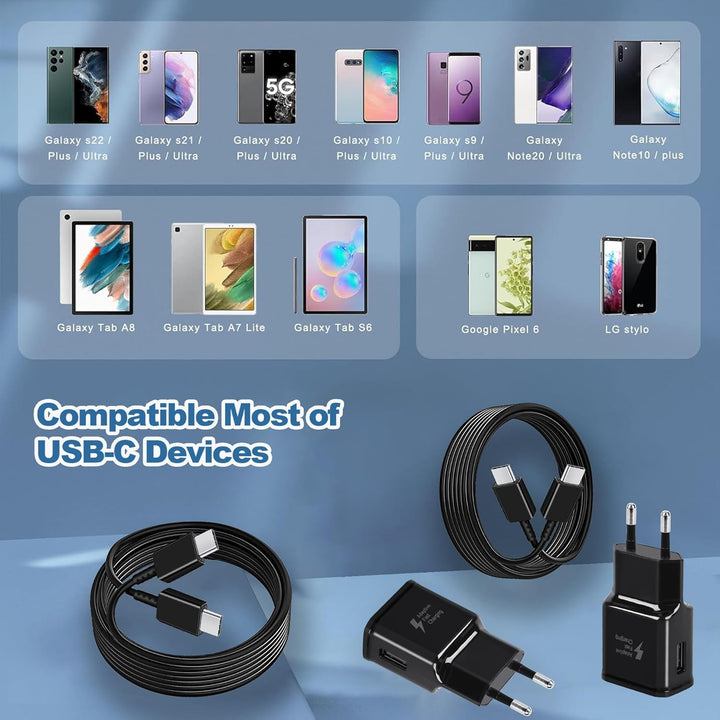 2er Pack USB Ladegerät mit Schnellladekabel Original für Samsung Galaxy A16 A15 A14 A13 A04S A71 A56