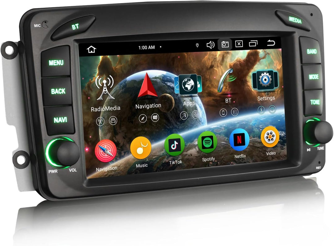 Erisin 7 Zoll 8-Kern 4GB+64GB Android 14 Autoradio Bluetooth GPS Navigation für Mercedes W209 W203 A