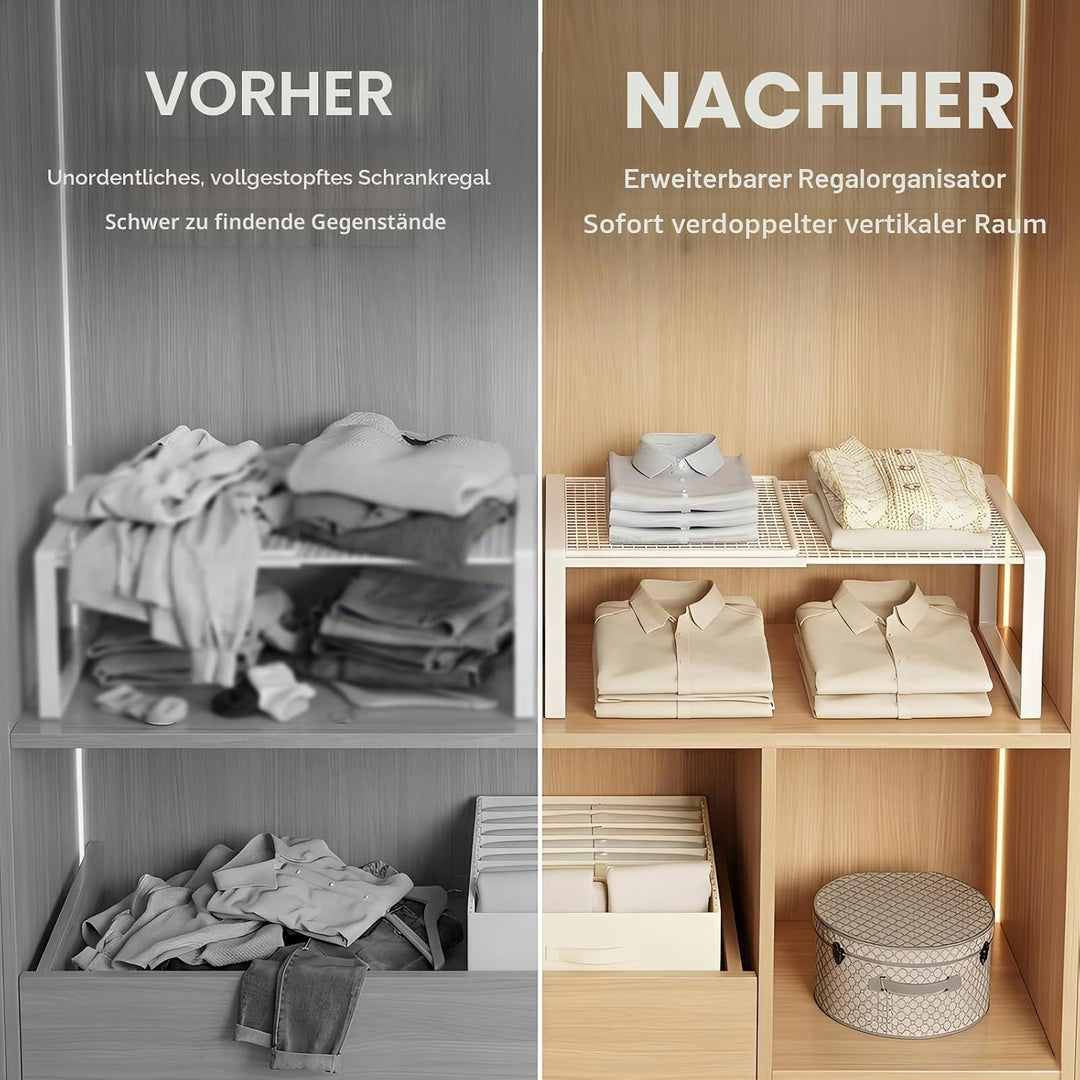 Verstellbare Regale für Schrank, Erweiterbares Einlegeböden Schrankregal, Einlegeböden für Schränke,