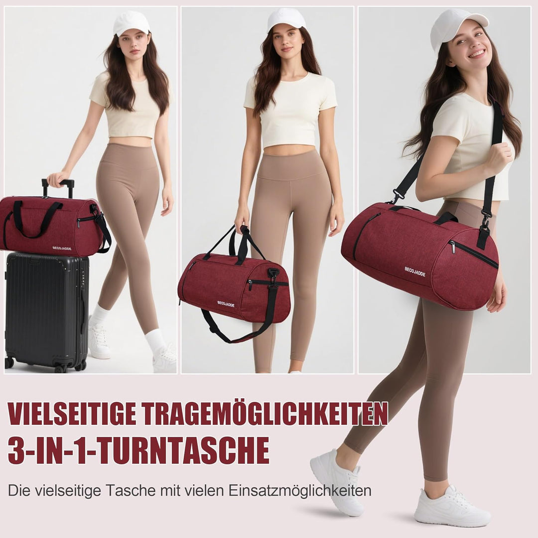 Sporttaschen für Damen und Herren, 25L Reisetasche Duffel Bag Übernachtungstasche mit Schuhfach &amp; Na