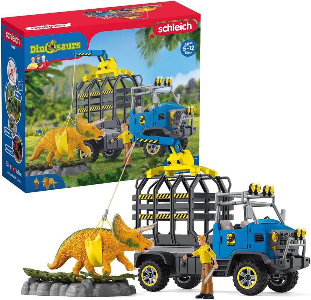 schleich 42565 Dinosaurier Truck Mission, für Kinder ab 5-12 Jahren, DINOSAURS - Spielset