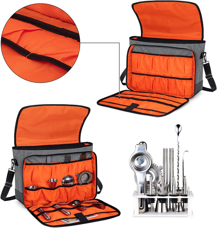 CURMIO Aufbewahrungstasche für Bartender, Barkeeper, Cocktail Shaker Set Reisetasche, Cocktailmixer