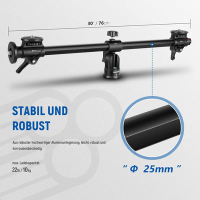 NEEWER 62cm Horizontalstativ Mittelachse mit 3/8"Schraube,Aluminiumlegierung 360° drehbar 180°Vertik