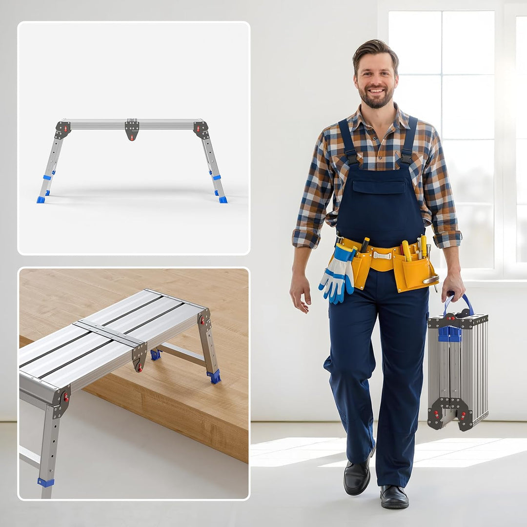 Klappbare Arbeitsplattform für Erwachsene, klappbarer Aluminiumhocker, höhenverstellbar, leichte und
