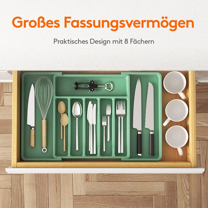 Lifewit Besteckhalter, erweiterbarer Utensilienhalter für Schublade, Verstellbarer Besteckkasten, ko