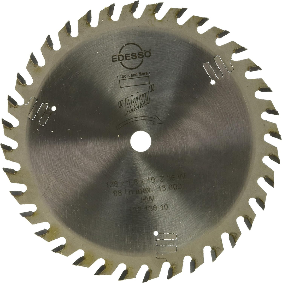 Edessö 13213610 HM-Kreissägeblatt Profi-Akku Mehrzahn HW, Z=36 W, 136 x 1,6/1,0 x 10 mm, Silber