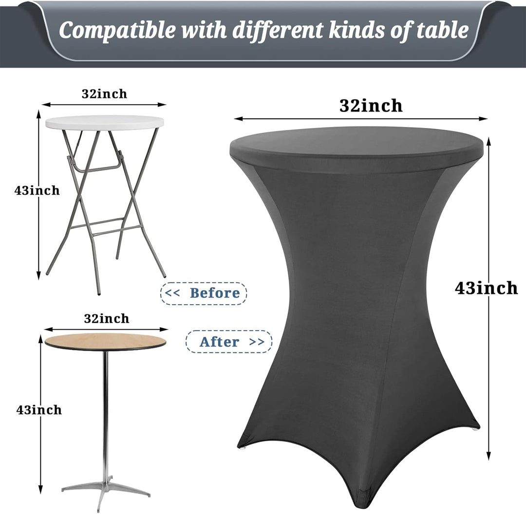 Pesonlook 6er-Set Stretch Stehtisch Husse für Bistrotisch Ø 80-85 cm Elegante,Verstärkung im Fussber
