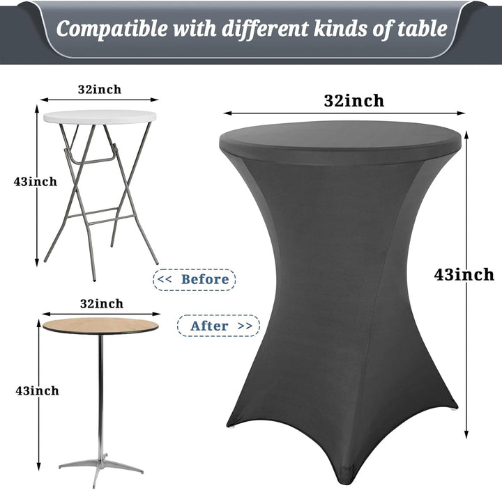 Pesonlook 6er-Set Stretch Stehtisch Husse für Bistrotisch Ø 80-85 cm Elegante,Verstärkung im Fussber