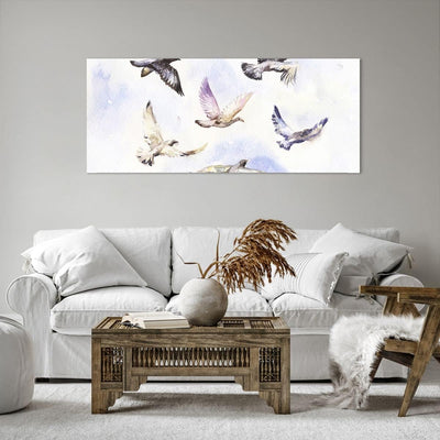 Wandbilder Dekoration Wohnzimmer Vögel Aquarell Wildheit Fliegen Panorama Bilder auf Leinwand 120x50