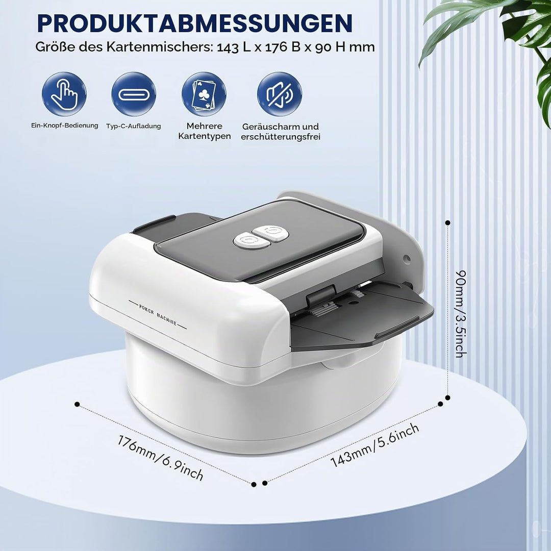 Kartenmischmaschine Elektrische,Automatischer Kartenmischer,Kartenmischgerät,Mischmaschine für 1–2 D