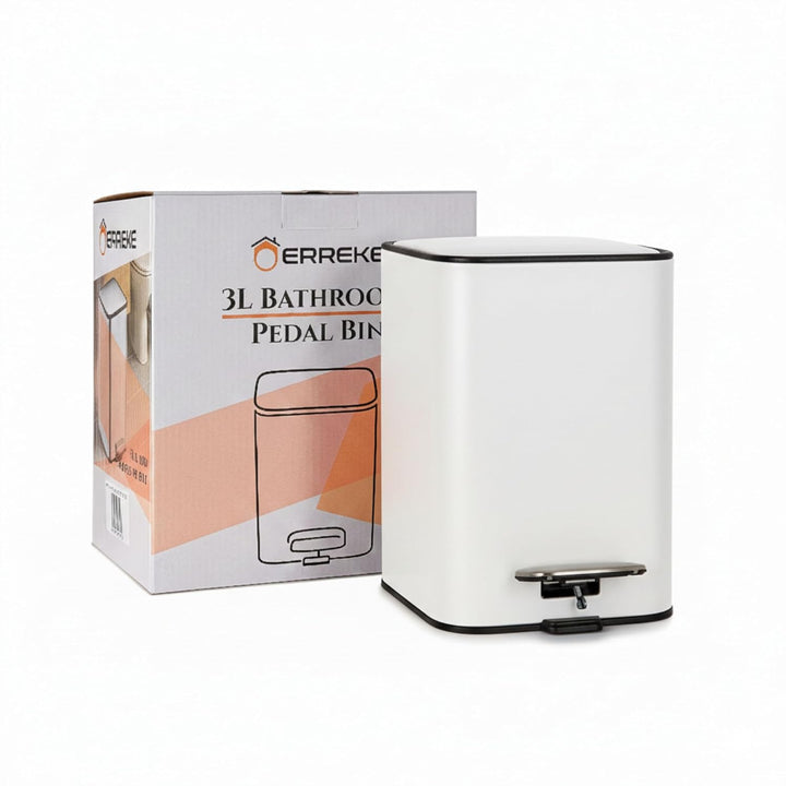 Erreke Badmülleimer mit Pedal 3L, Kosmetikeimer 3L aus Edelstahl mit Soft-Close Deckel, Herausnehmba