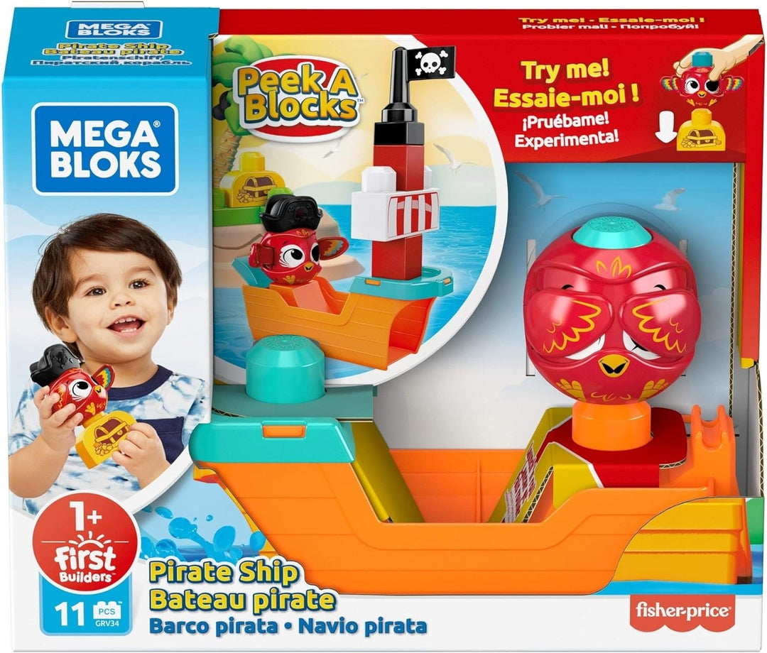 Mega Bloks GRV34 - Guck-Guck Piratenschiff, Bauset mit 1 Guck-Guck-Tier, 1 Schiff, 7 grosse, robuste