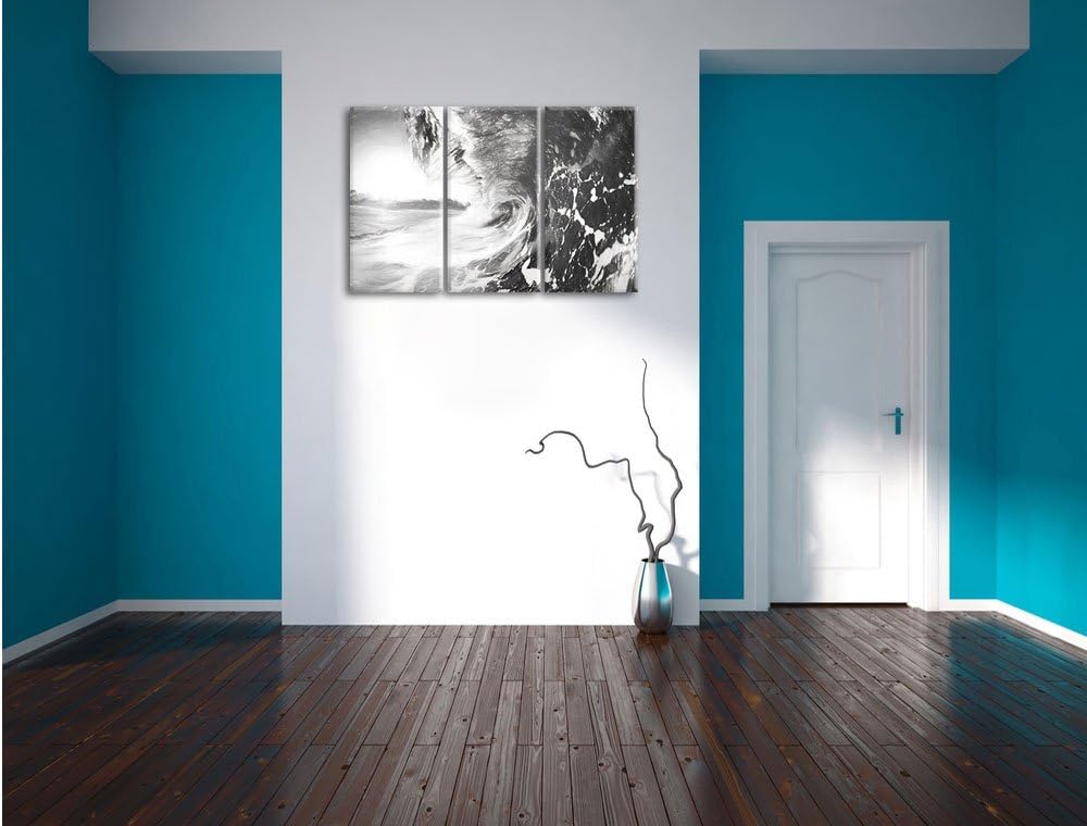 Pixxprint Riesen Welle bei Sonnenaufgang als Leinwandbild/Grösse: 3 Teilig (120x80) cm/Wandbild/Kuns