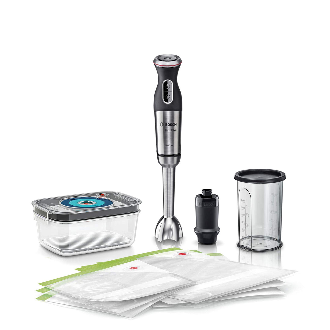Bosch Stabmixer MaxoMixx MS8CM61V1, Vakuum-Funktion, Edelstahl-Mixfuss, Mix- und Messbecher, Vakuum-