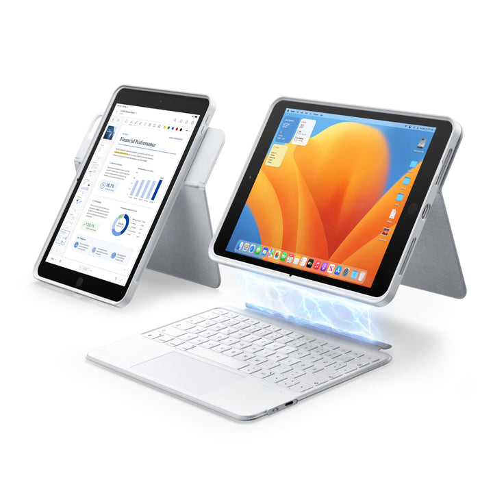 HOU Combo hülle mit Tastatur drehbar für ipad 9 Generation 10,2 Zoll & 8. Gen & 7. Gen Multi-Touch T