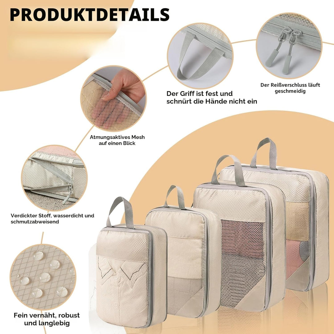 Koffer Organizer Set 8-teilig, Komprimierbare Packwürfel zur Organisation Ihres Reisegepäcks, Compre
