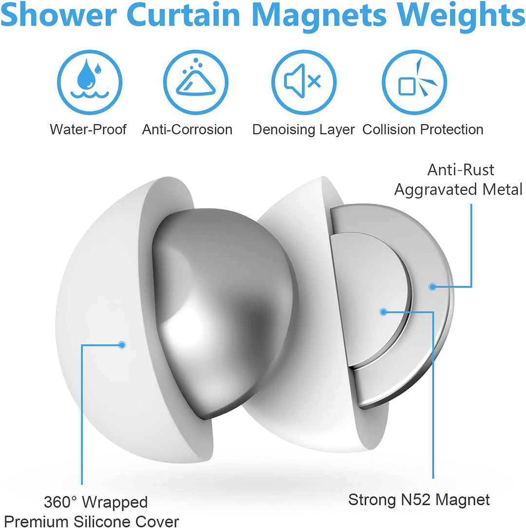 VANZAVANZU Duschvorhang Gewichte, Niemals Rost Duschvorhang Magnete, Silikonbeschichtete Magnete Tis