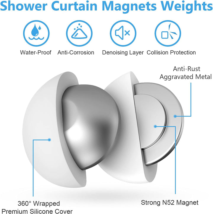 VANZAVANZU Duschvorhang Gewichte, Niemals Rost Duschvorhang Magnete, Silikonbeschichtete Magnete Tis