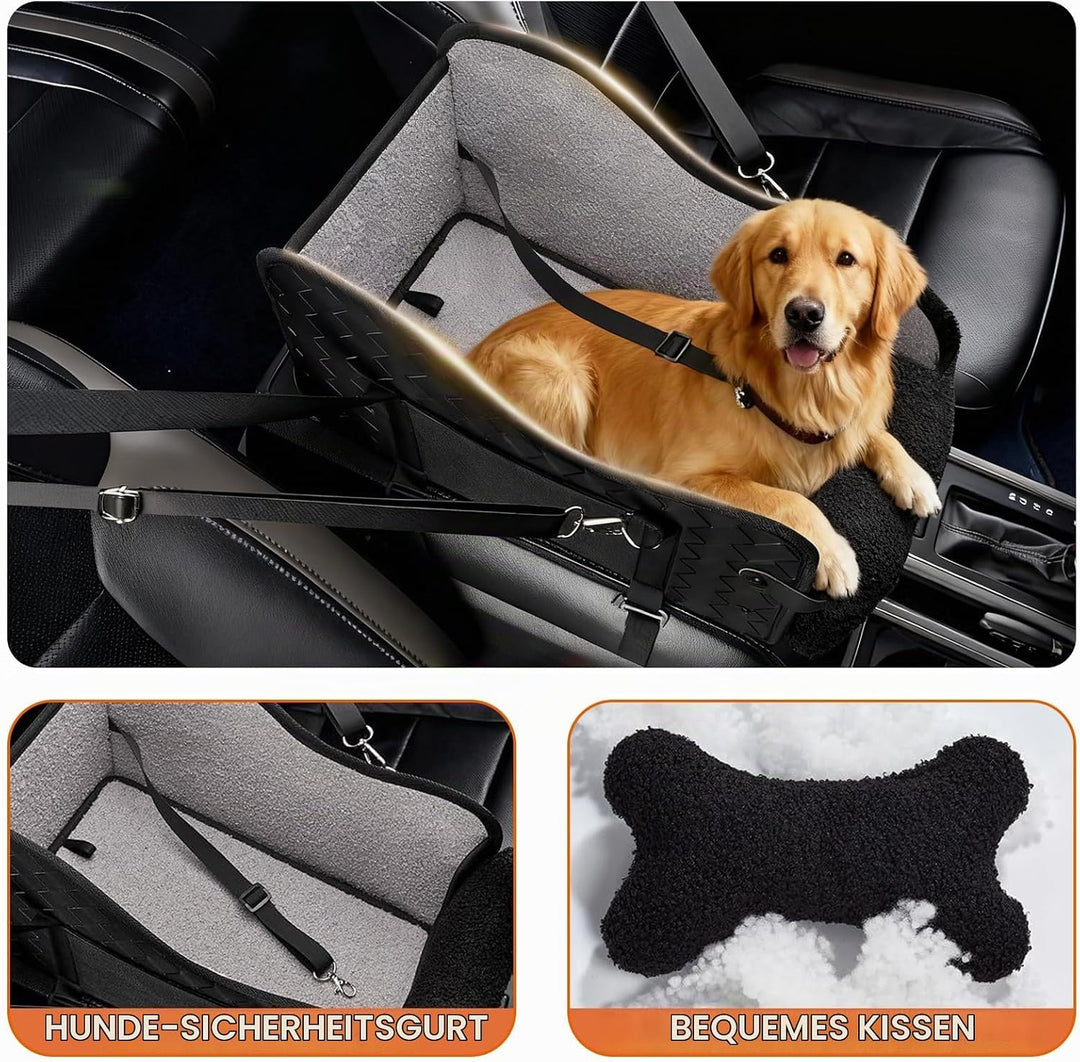 Hunde Autositz, Hundesitz Auto, für kleine bis mittlere Hunde, Rutschfester Hundeautositz mit Sicher