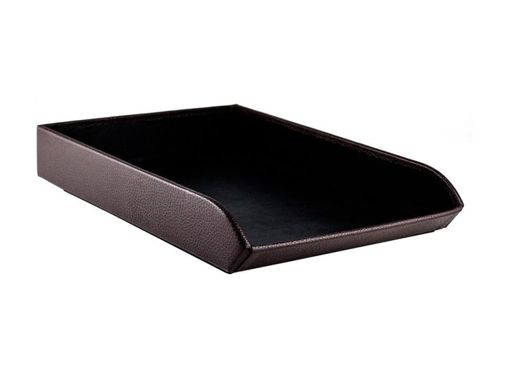 DELMON VARONE - Briefablage DIN A4 aus Premium Leder Soft Grain braun - Schreibtisch Organizer als A