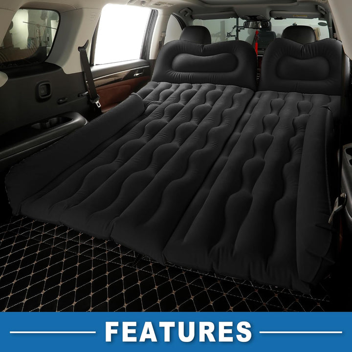 A ABSOPRO Auto Luftmatratze Campingbett mit Luftpumpe für Autoreisen Schwarz